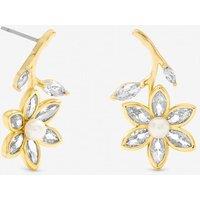 Jon Richard Women's Gold Plated Crystal & Pearl Flower Drop Earrings