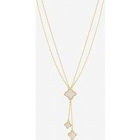 Jon Richard Women's Gold Plated Mother of Pearl & Crystal Clover Y-Necklace