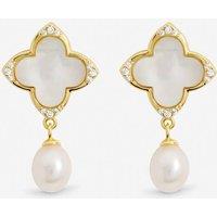 Jon Richard Women's Gold Plated Mother of Pearl & Pearl Clover Earrings