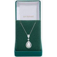 Jon Richard Women's Rhodium Plated Cubic Zirconia Pendant Necklace in Silver