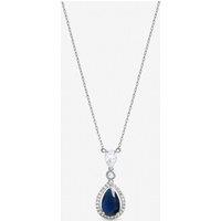Jon Richard Women's Rhodium Plated Cubic Zirconia Sapphire Pendant Necklace in Silver