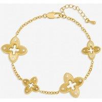 Jon Richard Women's Gold Plated Textured Crystal Clover Bracelet