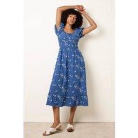 Blue Vanilla Women's Blue Embroidery Milkmaid Midi Dress | Size: Large
