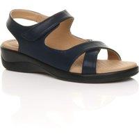 AJVANI Women's Low Wedge Heel Strappy Comfort Faux Leather Sandals in Navy | Size: 4
