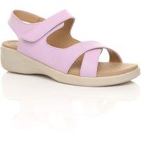 AJVANI Women's Low Wedge Heel Strappy Comfort Faux Leather Sandals in Lilac | Size: 7