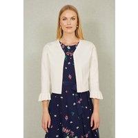 Yumi Women's Ivory Cropped Cardigan With Bell Sleeves | Size: Small