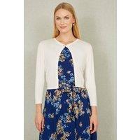 Yumi Women's Ivory Diamante Button Cropped Cardigan | Size: Small