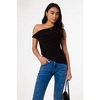 Pink Vanilla Women's Black Asymmetric Butterfly Hem Top | Size: Medium