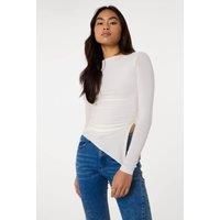 Pink Vanilla Women's Ivory Long Sleeve Asymmetric Top | Size: Small