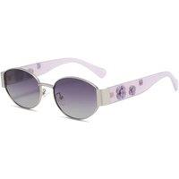 PEACH ACCESSORIES Women's Oval Sunglasses with 3 Flowers Details in Lilac