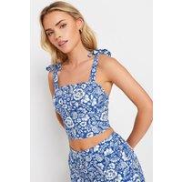 PixieGirl Women's Petite Floral Print Cropped Vest Top in Blue | Size: 10