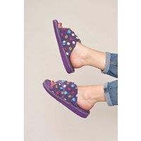 Moshulu Women's 'Malia Slide' Spotted Slide Mule Slippers in Violet | Size: 7