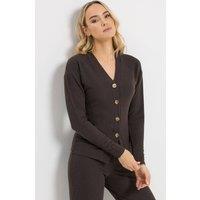 Long Tall Sally Women's Tall Ribbed Cardigan in Chocolate | Size: 20
