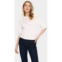 Saint Tropez Women's Uta Half Sleeve Round Neck Pullover in Warm White | Size: Large