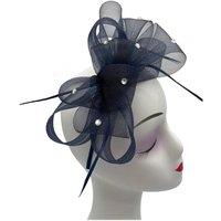 Vellin Women's Embellished Diamond Mesh Bow Fascinator in Navy