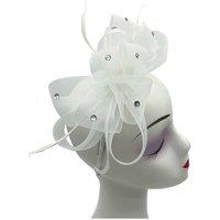 Vellin Women's Embellished Diamond Mesh Bow Fascinator in White
