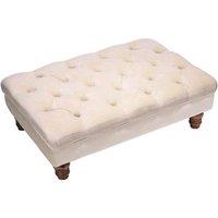 H&O Direct Beige Velvet Upholstered Bedroom Ottoman Footstool