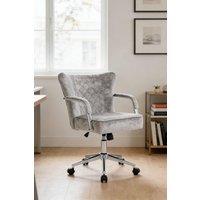 Living and Home Chenille Height-Adjustable Swivel Office Chair in Grey