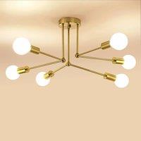 Pheashine Gold 6-Light Sputnik Ceiling Light, E27 Base, Bulb Not Included, 70cm