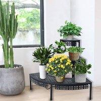 Huhote Sturdy Plant Stand 3 Tier Metal Shelf Black