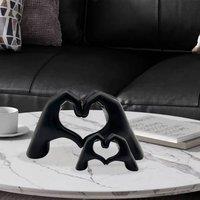 Huhote Modern Heart Hands Sculpture Love Finger Statue Hand Love Decor 2 Pcs in Black
