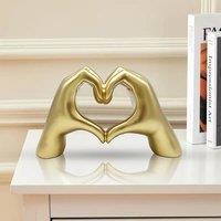 Huhote Modern Heart Hands Sculpture Love Finger Statue Hand Love Gesture in Gold