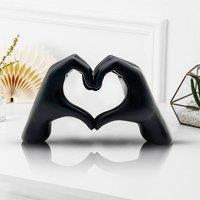 Huhote Modern Heart Hands Sculpture Love Finger Statue Hand Love Gesture in Black