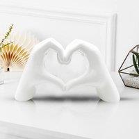 Huhote Modern Heart Hands Sculpture Love Finger Statue Hand Love Gesture in White