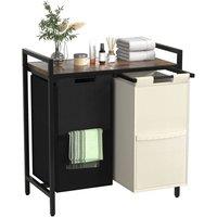 Huhote Dirty Laundry Basket Laundry Bin 2 Compartments Removable Bag Bathroom