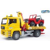 Bruder 1:16 MAN TGA Breakdown-truck with cross country vehicle in Yellow | Size: 1 Pack