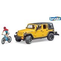 Bruder 1:16 Jeep Wrangler Unlimited Rubicon with Mountain Bike & Cyclist in Yellow | Size: 1 Pack