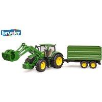 Bruder 1:16 John Deere 7R 350 frontloader & tandemaxle tipping trailer in Green | Size: 1 Pack