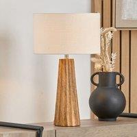 Ruma Mango Wood Textured Cone Table Lamp in Natural