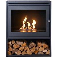 OKO Bio Ethanol Fires OKO S6 Bio Ethanol Stove with Log Storage in Charcoal Grey