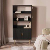 OHS Ribbed Display Unit Modern Drawer Cabinet Shelf Storage in Black