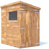 Dunster House Garden Shed 1.2 x 1.8m (4' x 6') 15mm Pent Window - Overlord Modular in Brown