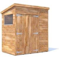 Dunster House Garden Shed 1.8 x 1.2m (6' x 4') 15mm Pent Window - Overlord Modular in Brown