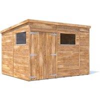 Dunster House Wooden Shed 3 x 2.4m (10' x 8') 15mm Pent Window - Overlord Modular in Brown