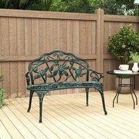 OUTSUNNY Garden Bench Porch Park Chair Seater Antique Rose Style Aluminium in Green