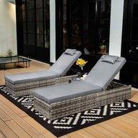 Furniture Maxi Vancouver Rattan Sun Lounger Set In Grey