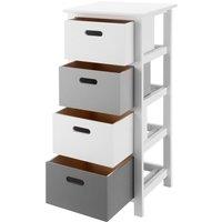 LIVIVO Nina 4 Drawer Storage Unit White Grey Bathroom Storage Cabinet Drawer Unit for Bedroom or Bathroom Use
