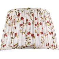Happy Homewares Traditional Red & Green Floral Cotton Fabric Pleated Lamp Shade in White | Size: 12 inches