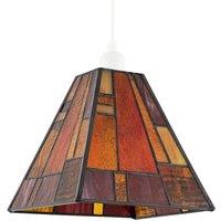Happy Homewares Art Deco Tiffany Pendant Lighting Shade with Orange & Amber Panels