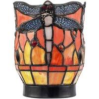 Happy Homewares Classic Dragonfly Tiffany Uplighter Lamp in Coloured Stained Glass in Orange