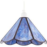 Happy Homewares Tiffany Glass Panelled Easy-Fit Pendant Shade with Antique Brass Trim in Purple | Size: 12 inches
