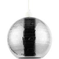 Happy Homewares Shiny Disco Mosaic Ball Pendant Shade in Mirrored Tiled Retro Style in Silver