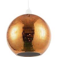 Happy Homewares Shiny Disco Mosaic Ball Pendant Shade in Mirrored Tiled Retro Style in Orange