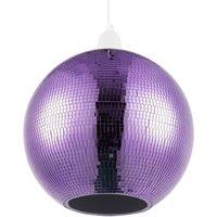 Happy Homewares Shiny Disco Mosaic Ball Pendant Shade in Mirrored Tiled Retro Style in Purple