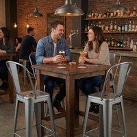 FWStyle Bistro Bar Stools Set Of 4 30" Silver Gloss Metal Indoor & Outdoor