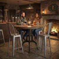 FWStyle Bistro Bar Chairs Set Of 4 24" Silver Gloss Metal Indoor & Outdoor